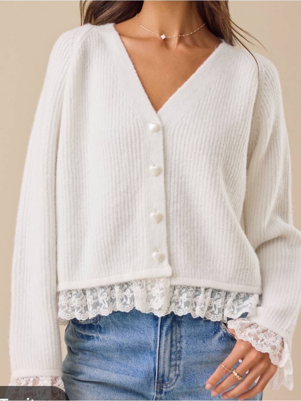 Altar’d State Salome Lace-Trim Cardigan Sweater - Picture 5 of 5